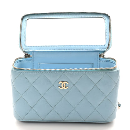 Chanel Caviar Quilted Small Tiny CC Vanity Case With Chain Light Blue 5 of 13