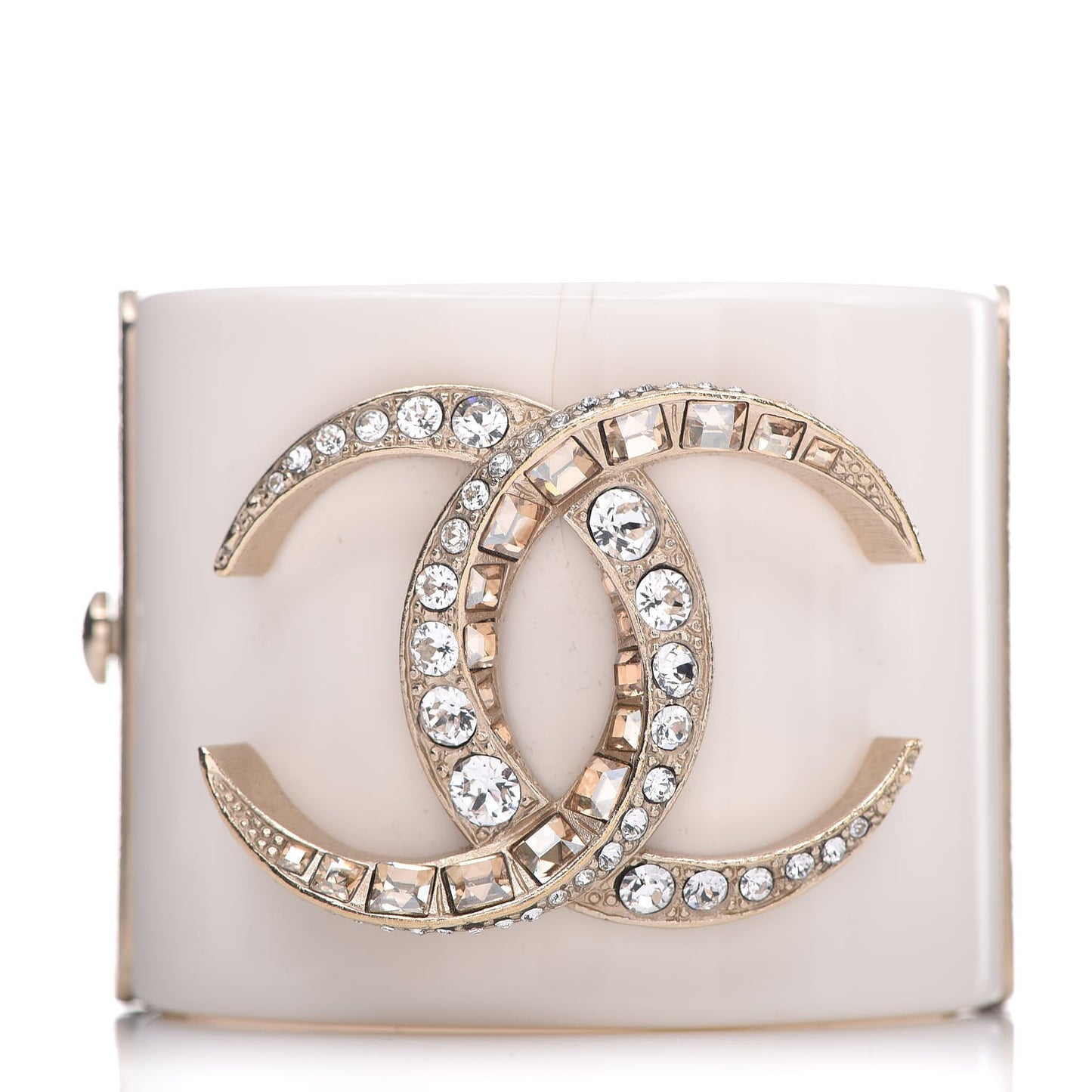 Resin Crystal Dubai Crescent Moon CC Cuff White Gold