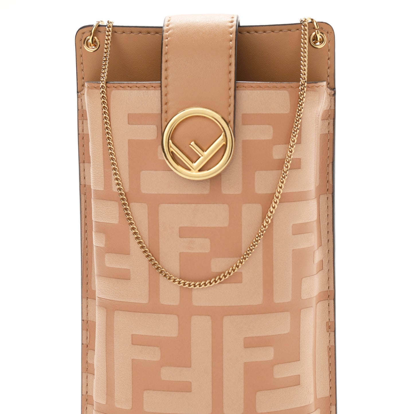 Vitello Termosport F is Fendi FF 1974 Embossed Phone Pouch Miele Scuro