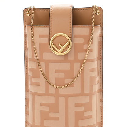 Fendi Vitello Termosport F is Fendi FF 1974 Embossed Phone Pouch Miele Scuro 9 of 11