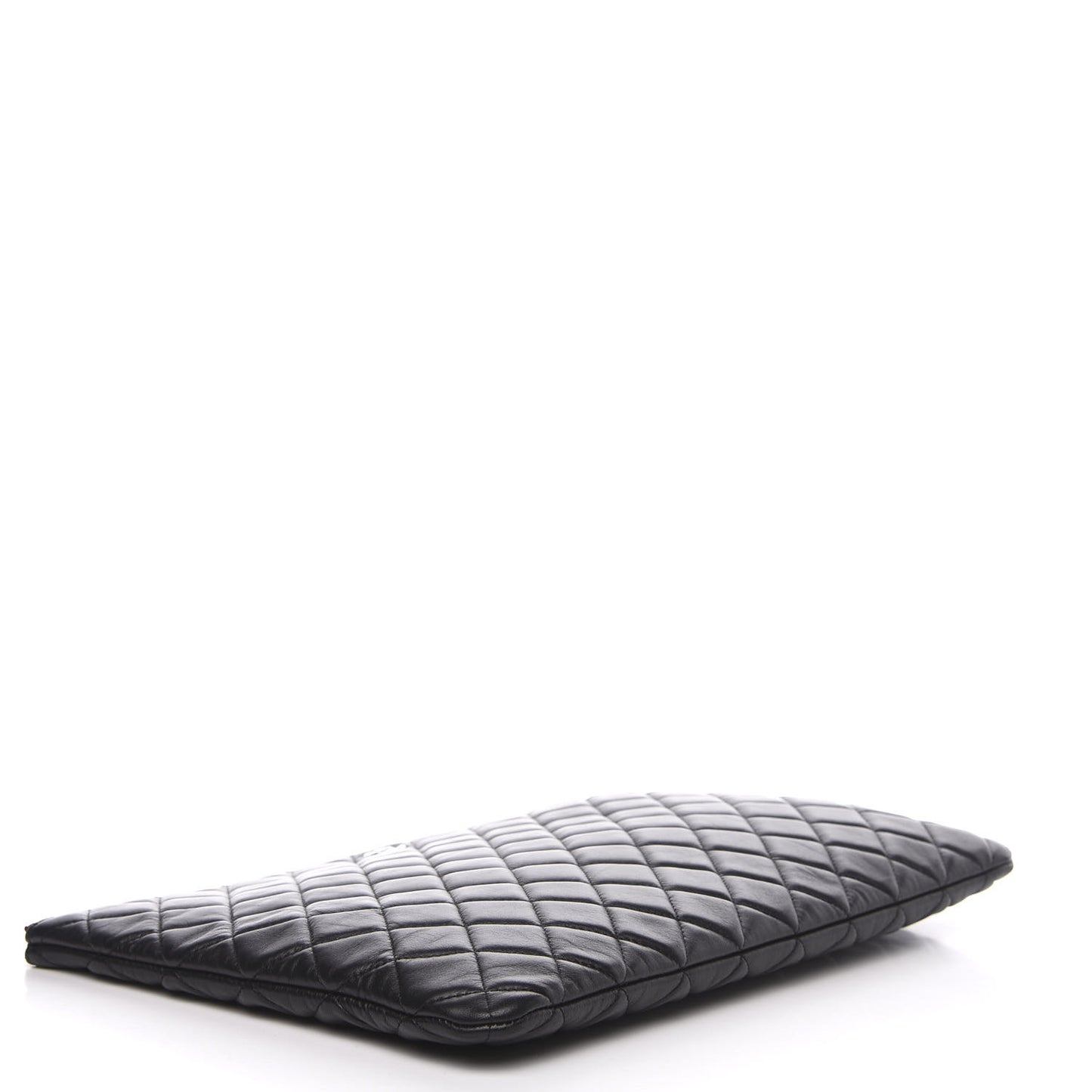 Lambskin Quilted Large Cosmetic Case Black