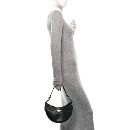 Prada Soft Calfskin Arque Shoulder Bag Black 2 of 10