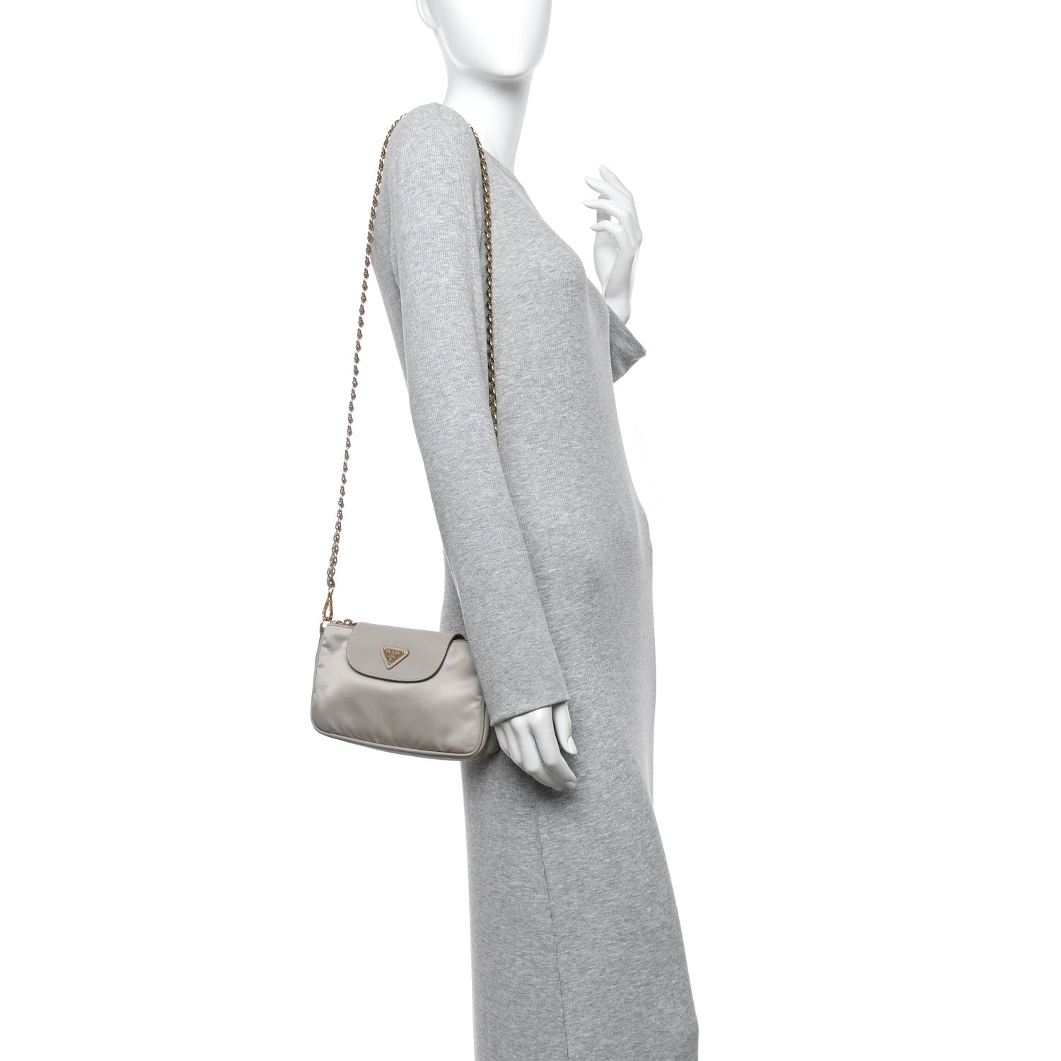 Prada Tessuto Nylon Saffiano Crossbody Bag Pomice 2 of 11