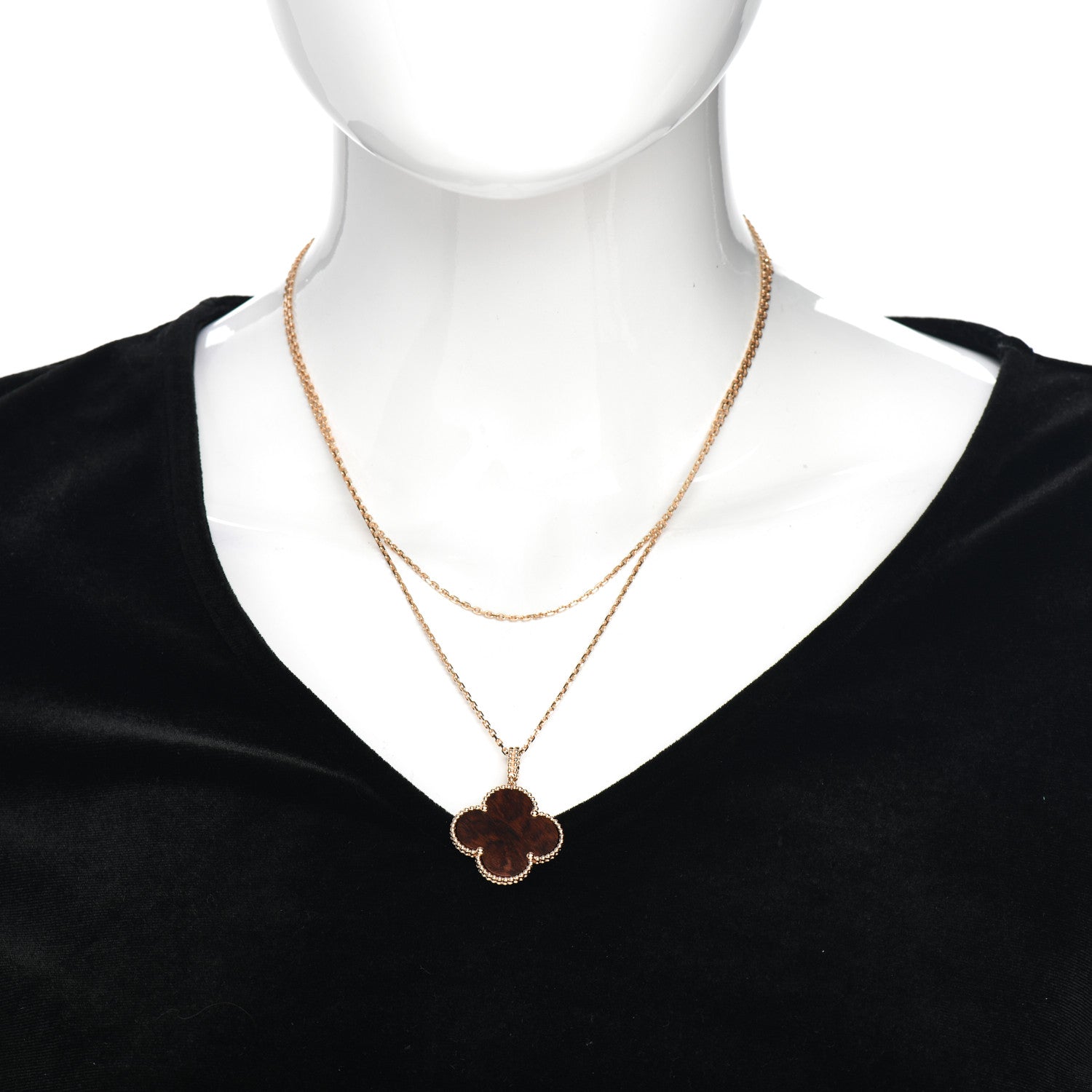 Van Cleef & Arpels 18K Rose Gold Letterwood Magic Alhambra Long Necklace 2 of 5