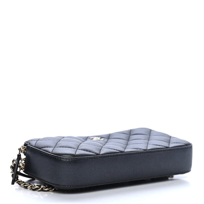 Chanel Iridescent Lambskin Quilted Pearl Clutch With Chain Black 3 of 4
