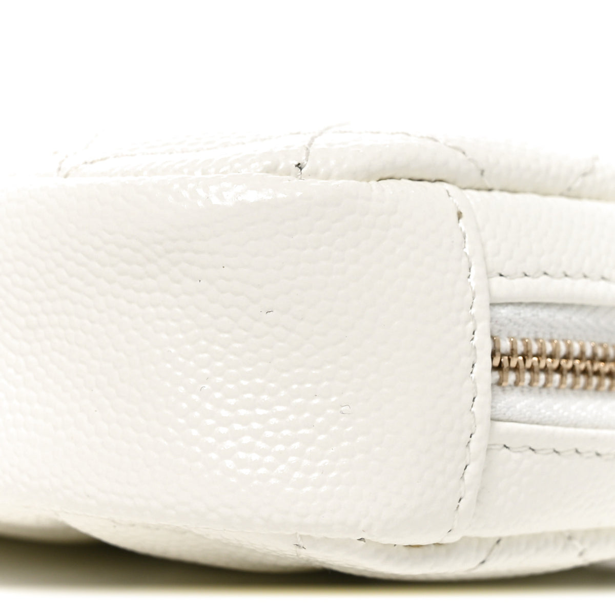 Chanel Caviar Quilted Small Curvy Pouch Cosmetic Case White 9 of 10