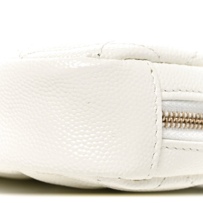 Chanel Caviar Quilted Small Curvy Pouch Cosmetic Case White 9 of 10