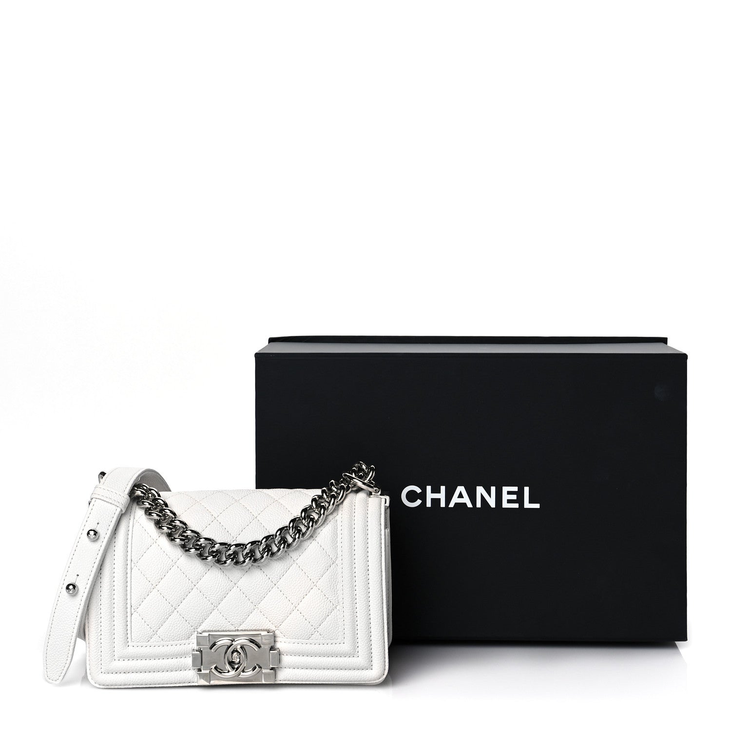 Chanel Caviar Quilted Small Boy Flap White 10 of 10