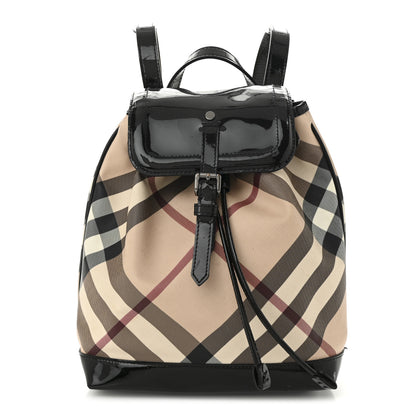 Burberry Patent Nova Check Backpack Black 1 of 14