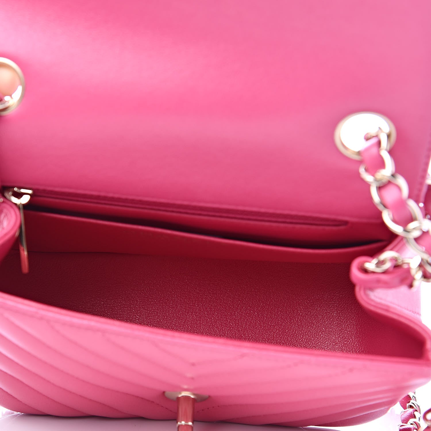 Chanel Lambskin Chevron Quilted Mini Square Flap Fuchsia 5 of 11