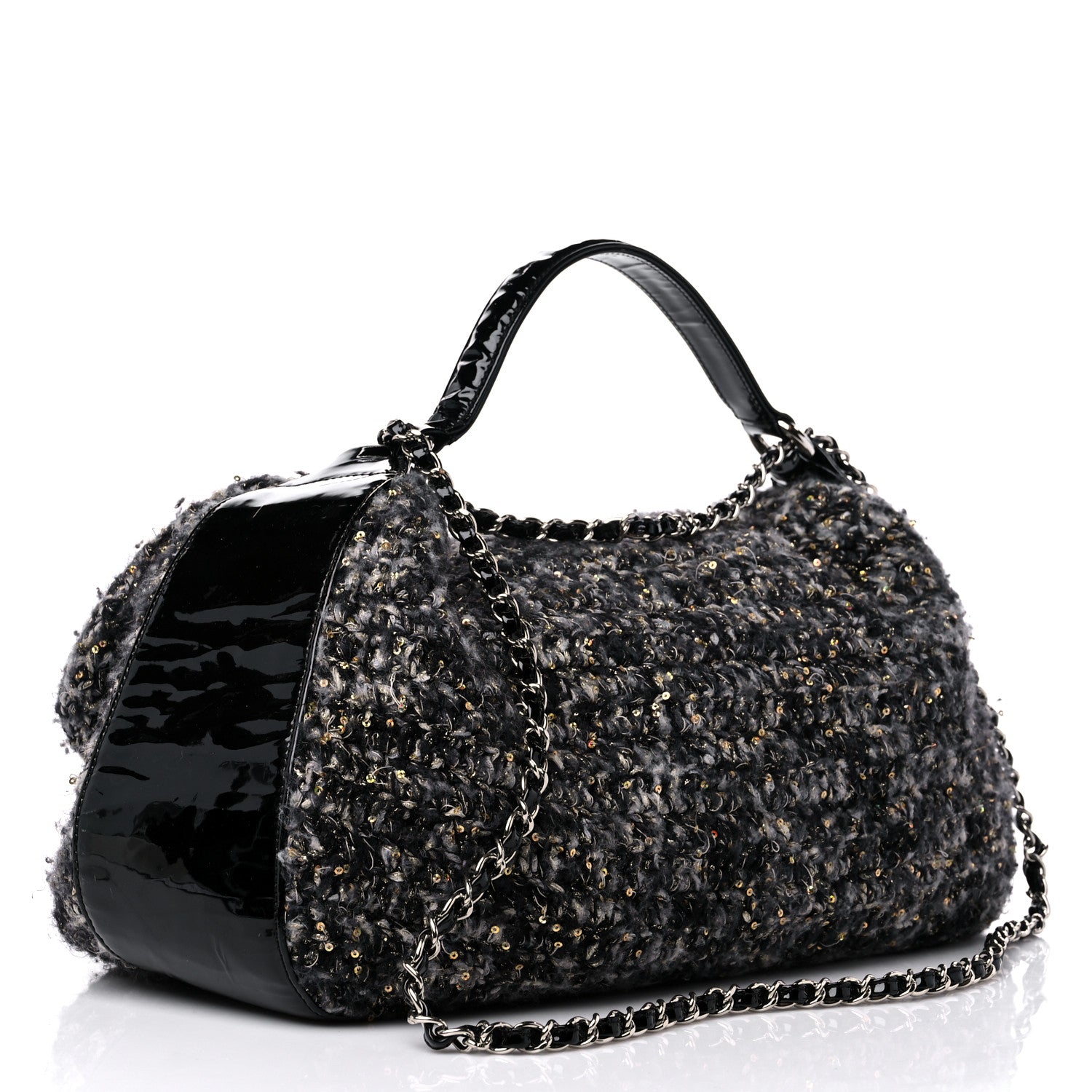 Chanel Patent Tweed Sequin Shopping Flap Bag Multicolor 3 of 13