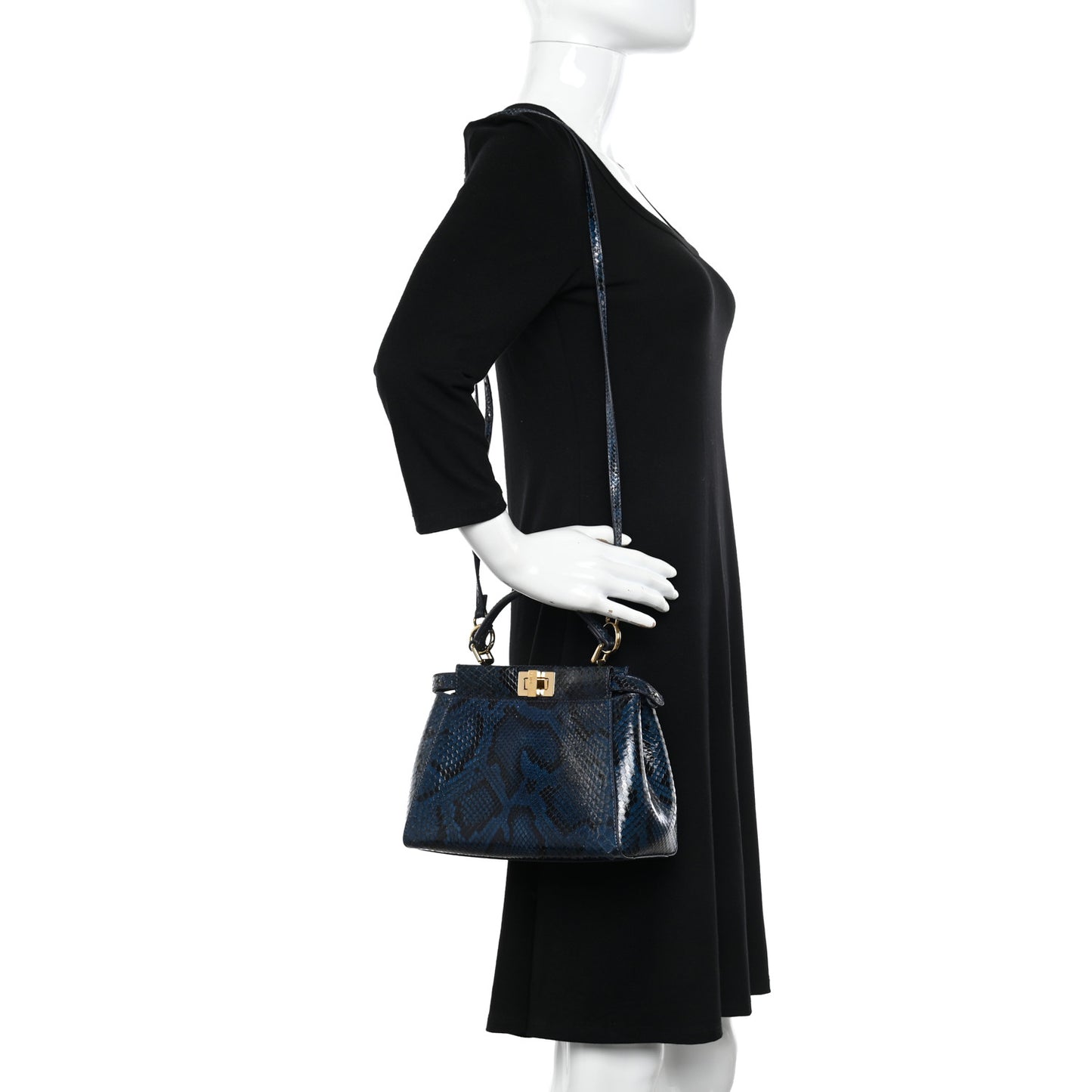 Python Shiny Nappa Mini Peekaboo Iconic Satchel Blue Jeans