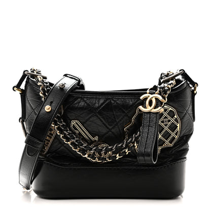 Chanel Aged Calfskin Quilted Charms Small Gabrielle Hobo Black 1 of 10