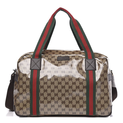 Gucci Crystal Monogram Web Large Carry On Duffle Bag Brown 1 of 9