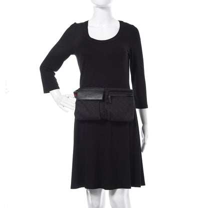 Gucci GG Monogram Web Double Pocket Belt Bag Black 2 of 12