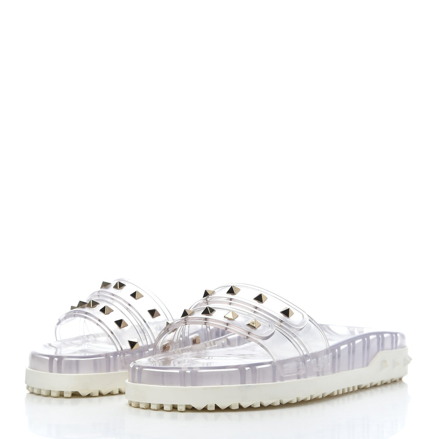 PVC Jelly Rockstud Slide Sandals 40 Clear