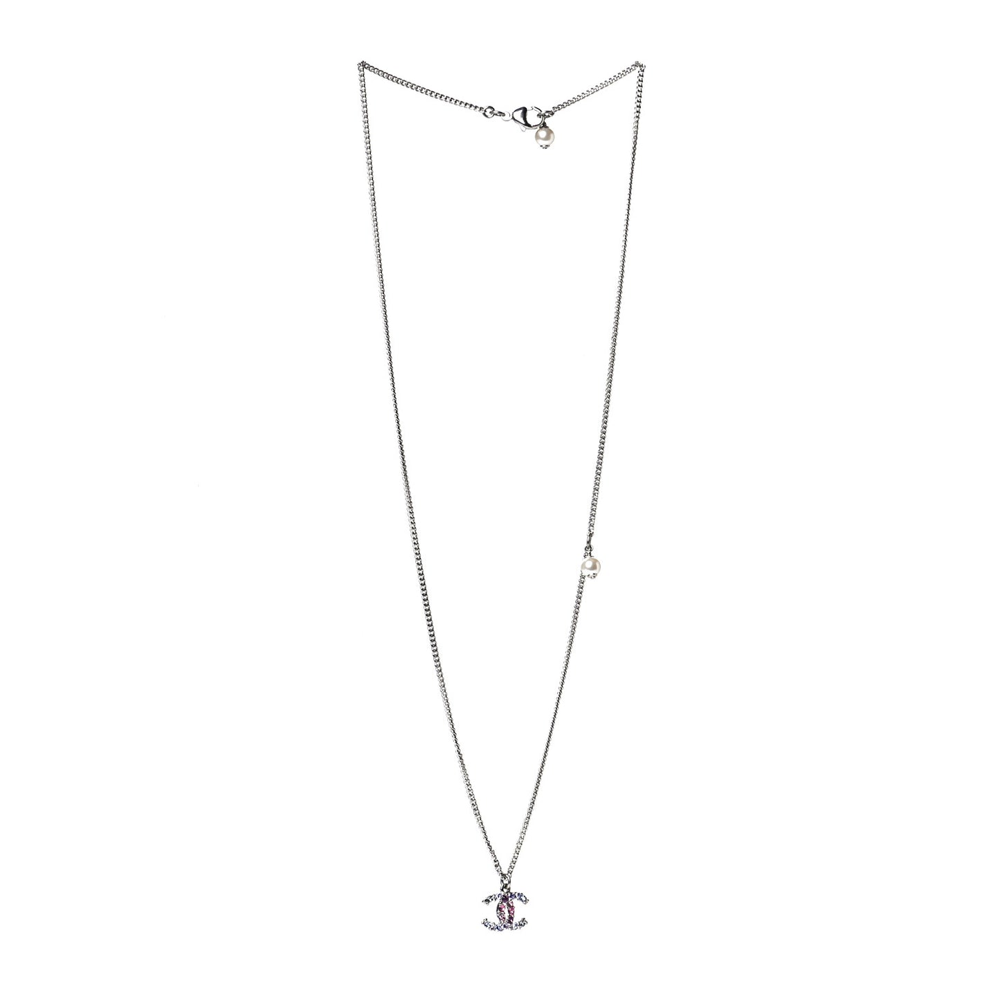 Crystal CC Necklace Silver Multicolor