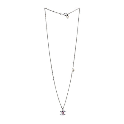 Chanel Crystal CC Necklace Silver Multicolor 2 of 3
