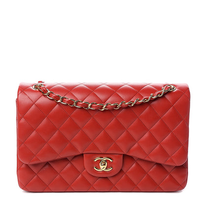 Chanel Lambskin Quilted Jumbo Double Flap Red 1 of 10