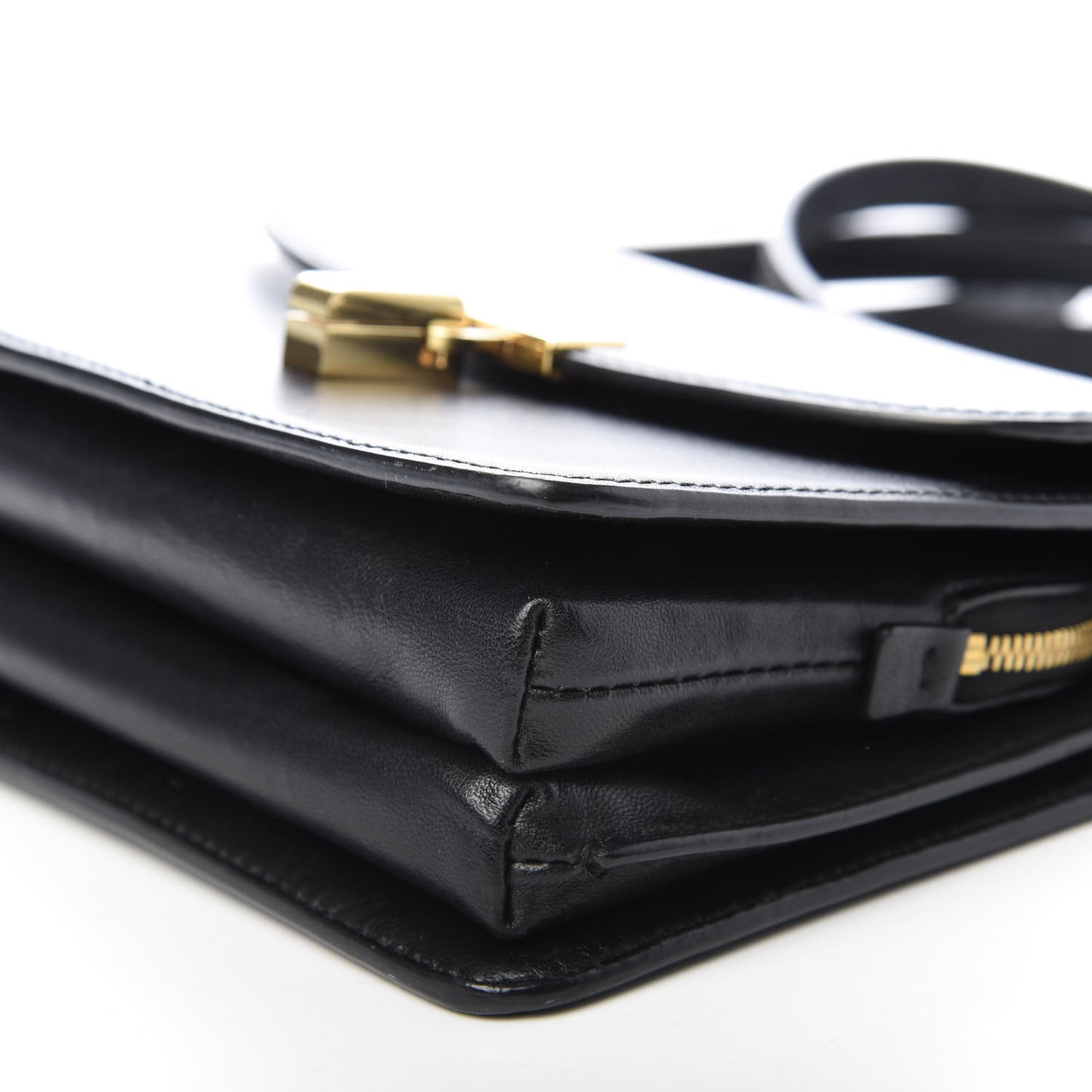 Calfskin Lock Shoulder Bag Black