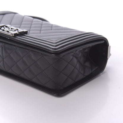 Chanel Calfskin Chevron Quilted Medium Boy Flap Black 7 of 10