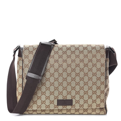 Gucci Monogram Small Flap Messenger Bag Beige Dark Brown 1 of 8