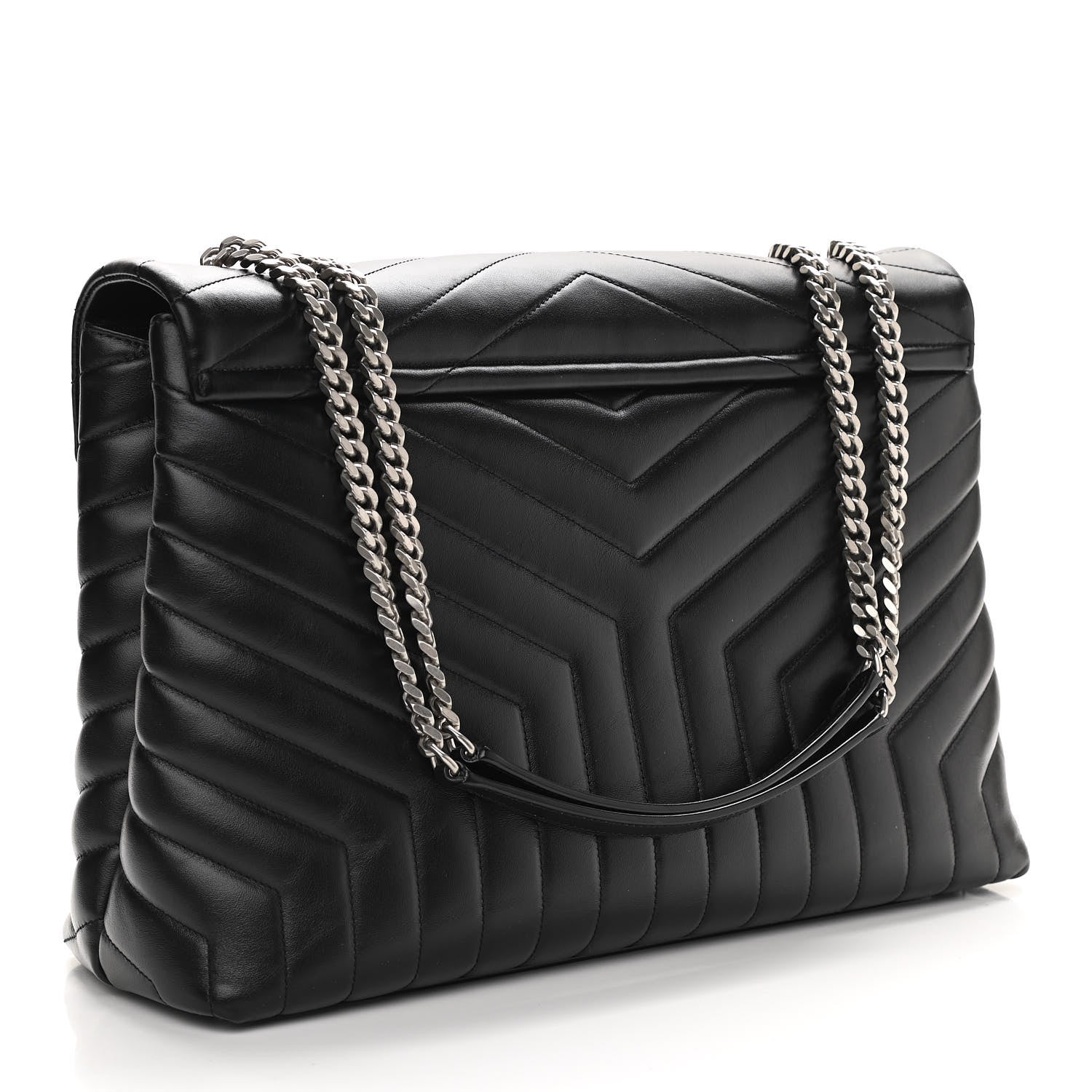 Saint Laurent Calfskin Y Quilted Monogram Large Loulou Chain Satchel Black 3 of 11
