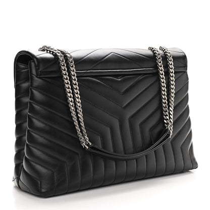 Saint Laurent Calfskin Y Quilted Monogram Large Loulou Chain Satchel Black 3 of 11