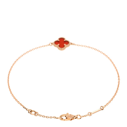 Van Cleef & Arpels 18K Rose Gold Carnelian Sweet Alhambra Bracelet 2 of 5