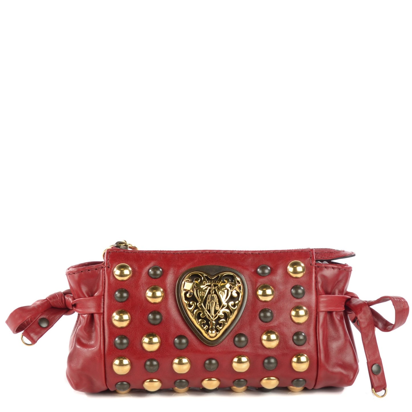Calfskin Studded Babouska Clutch Red