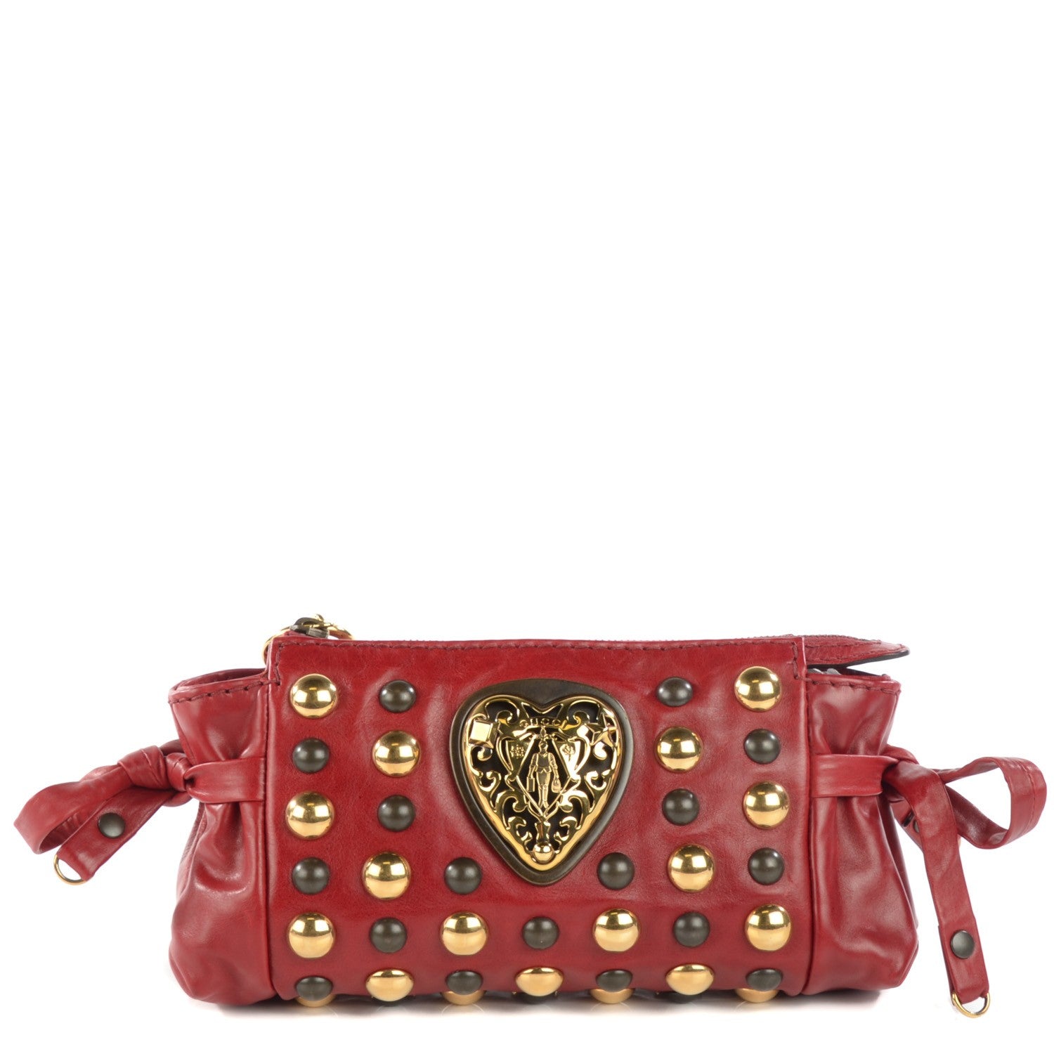 Gucci Calfskin Studded Babouska Clutch Red 2 of 14