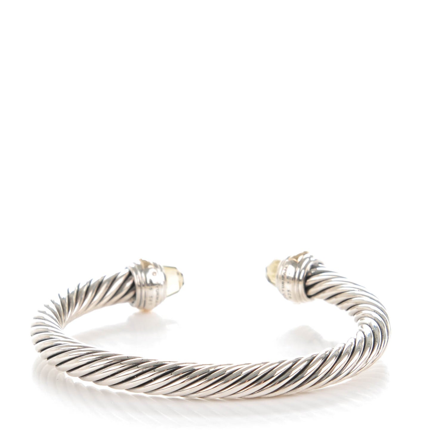 Sterling Silver 14K Yellow Gold Lemon Citrine 7mm Cable Classics Bracelet