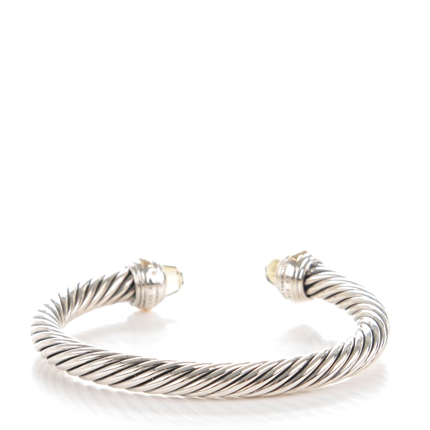 David Yurman Sterling Silver 14K Yellow Gold Lemon Citrine 7mm Cable Classics Bracelet 3 of 5