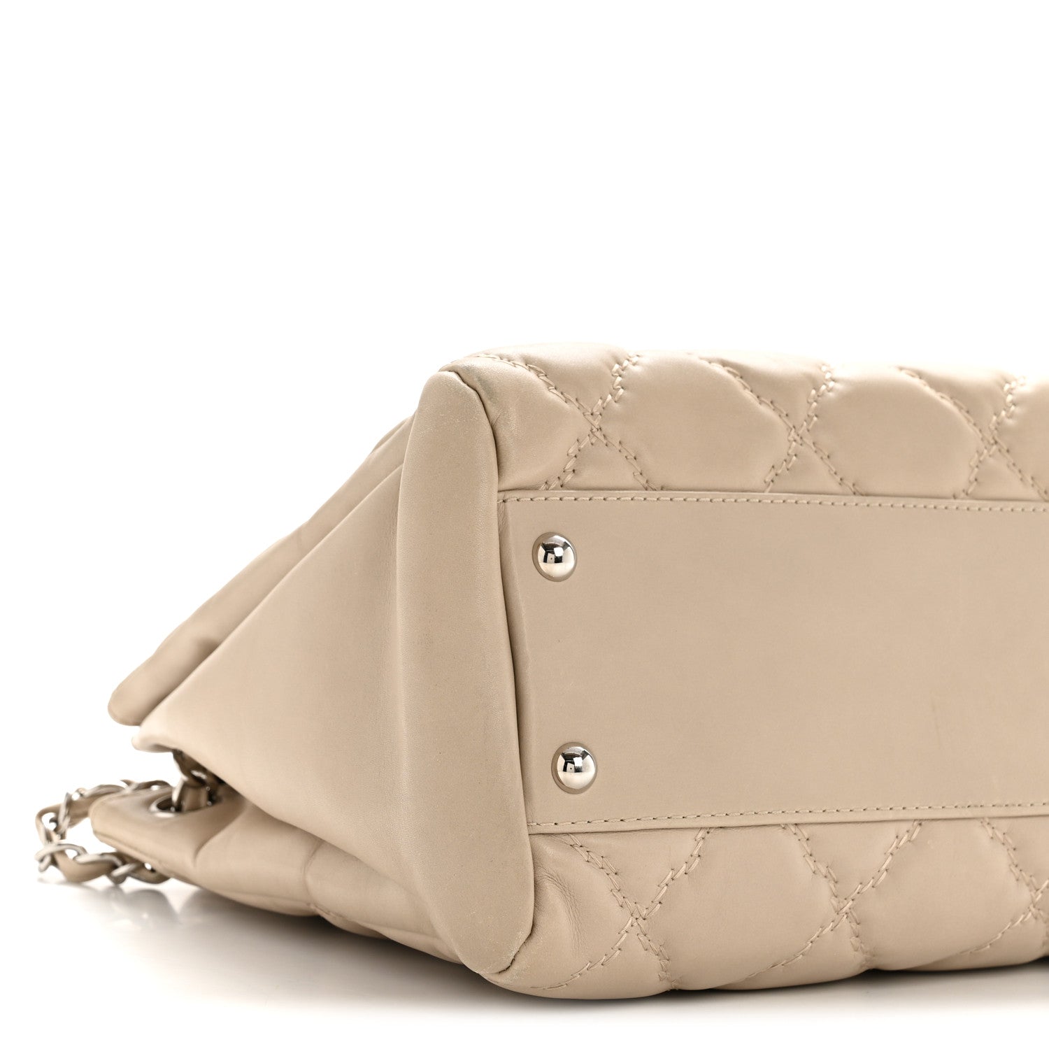 Chanel Calfskin Double Stitch Large Hamptons Flap Bag Beige 9 of 14