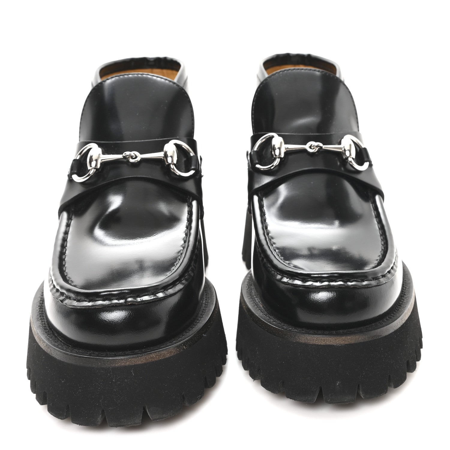 Gucci Cordovan Lux Womens Horsebit Platform Ankle Boots 37.5 Black 3 of 9