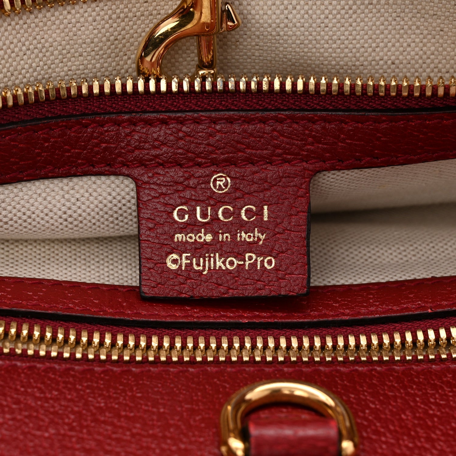 Gucci X DORAEMON Vintage Mini GG Supreme Monogram Medium Tote Bag Beige Cherry Red 6 of 10