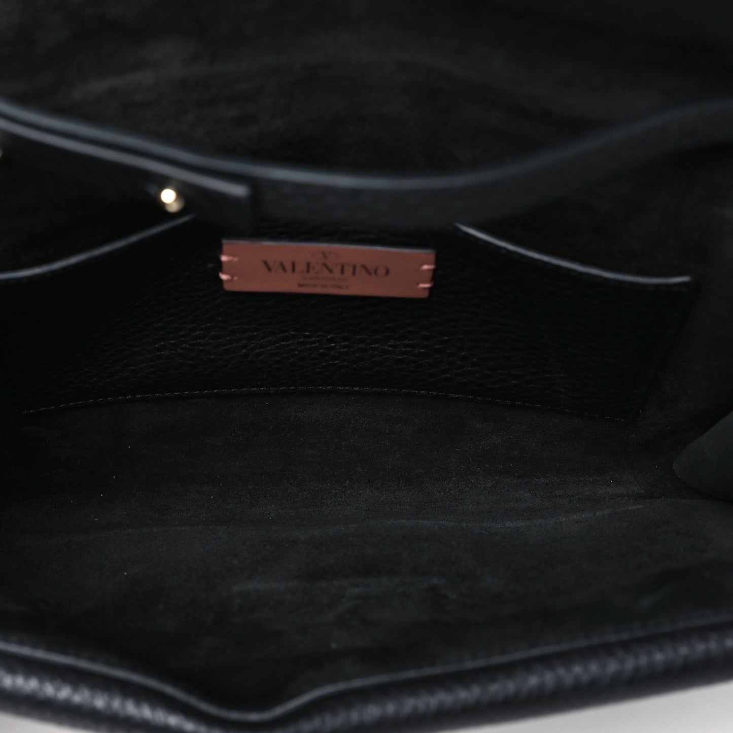 Grainy Calfskin Rockstud Double Flap Crossbody Bag Black