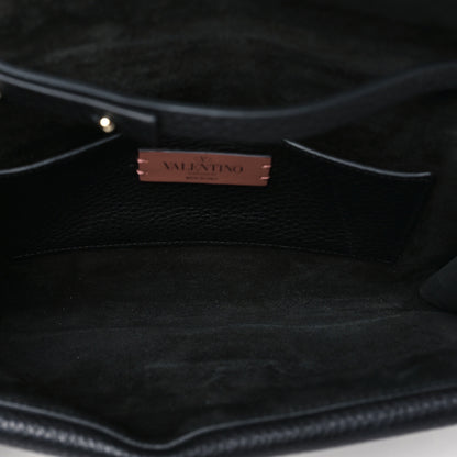 Valentino Garavani Grainy Calfskin Rockstud Double Flap Crossbody Bag Black 5 of 9