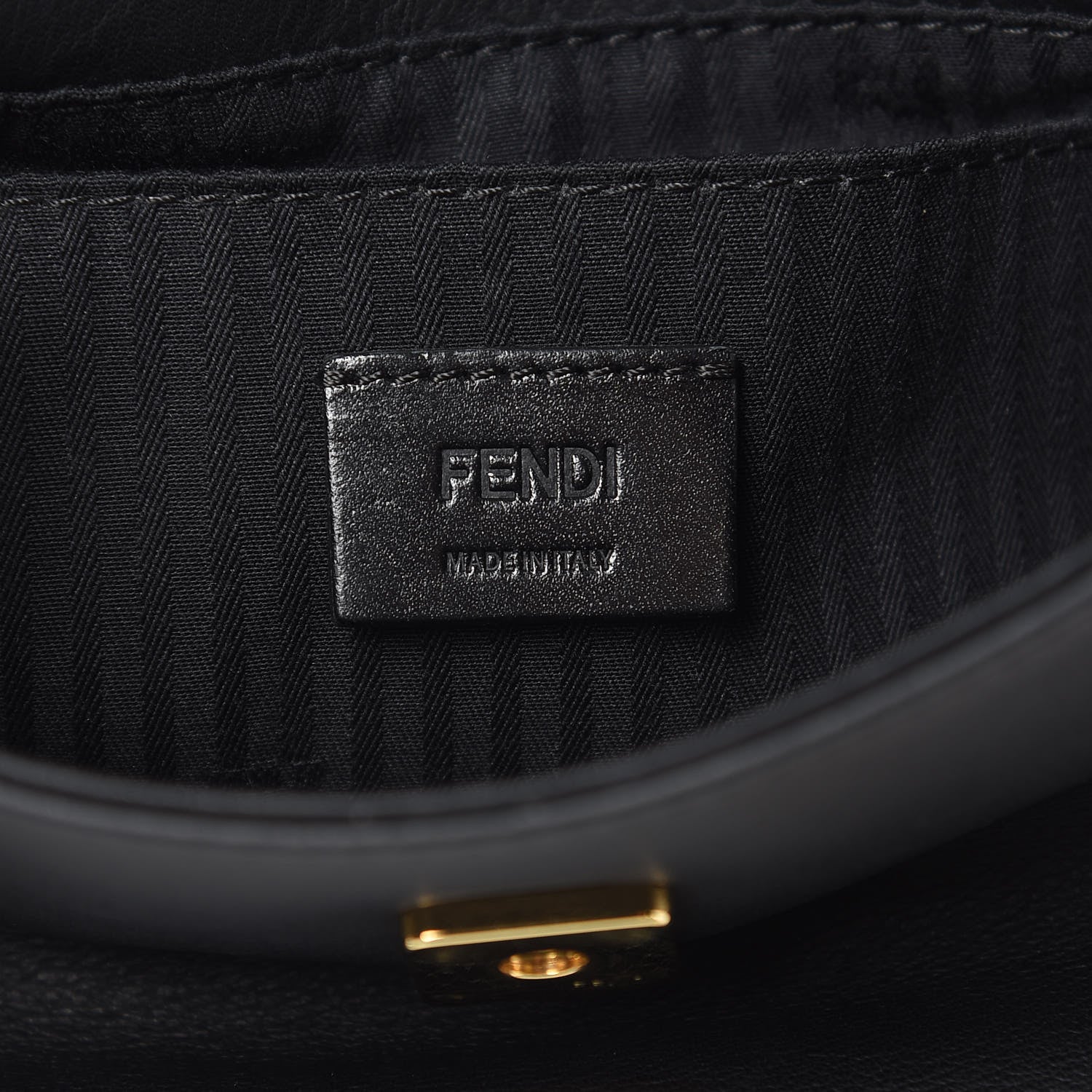 Fendi Vitello Flamingo Enamel Fendista Pouchette Crossbody Black 6 of 9