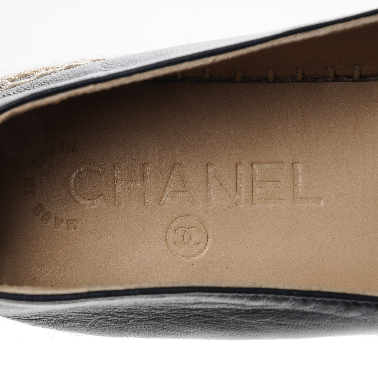 Chanel Lambskin CC Espadrilles 38 Black Navy 8 of 9