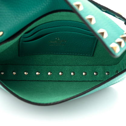 Valentino Garavani Grainy Calfskin Rockstud Crossbody Pouch Ultra Marine Green 5 of 10
