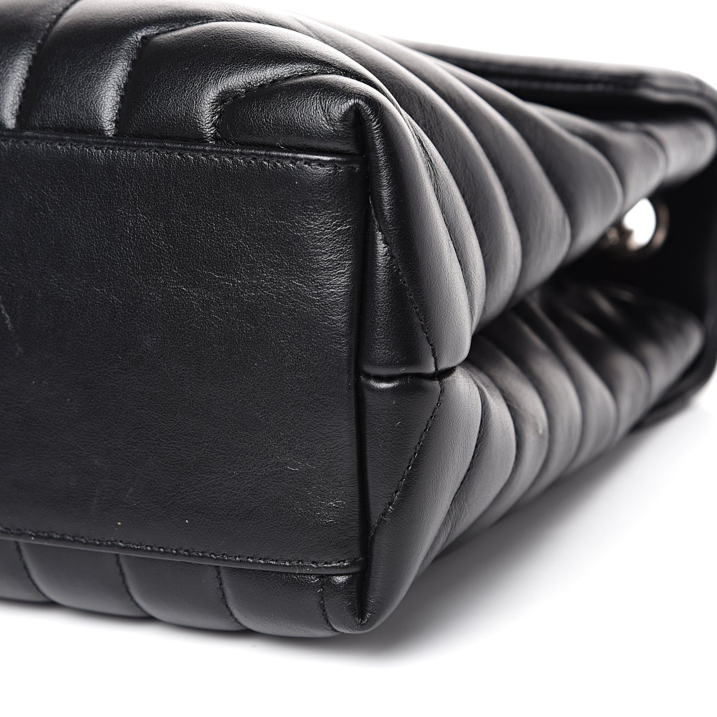 Calfskin Y Quilted Monogram Medium Loulou Chain Satchel Black