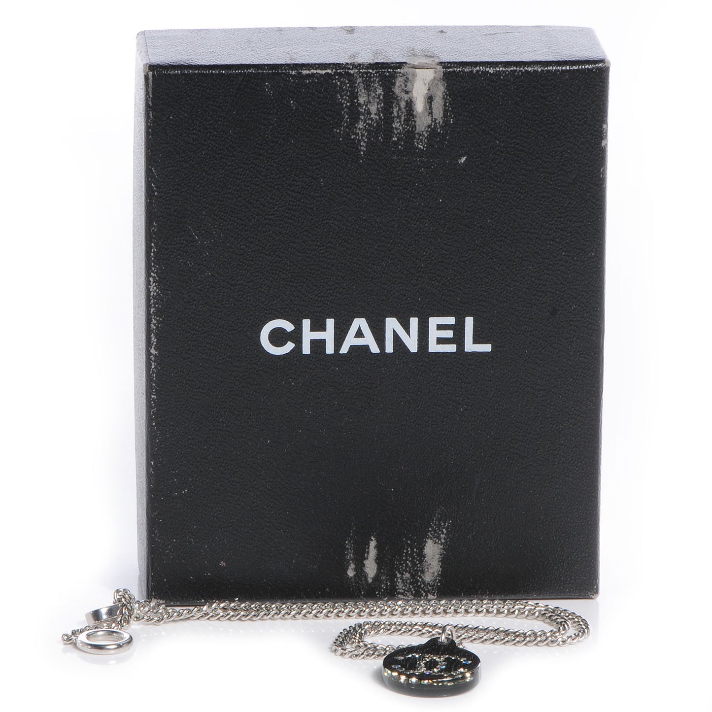 Resin Crystal CC Necklace Black