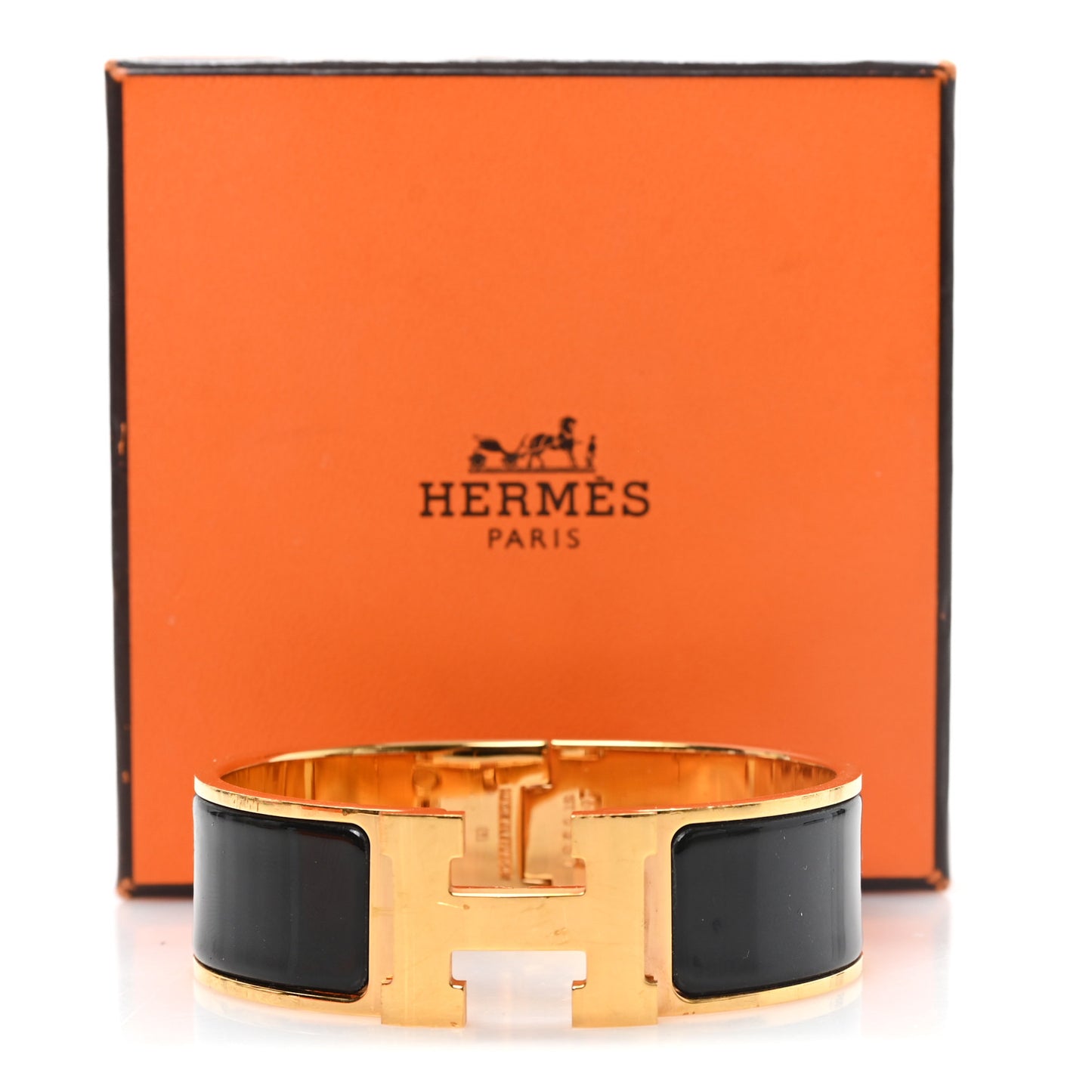 Enamel Wide Clic Clac H Bracelet GM Black