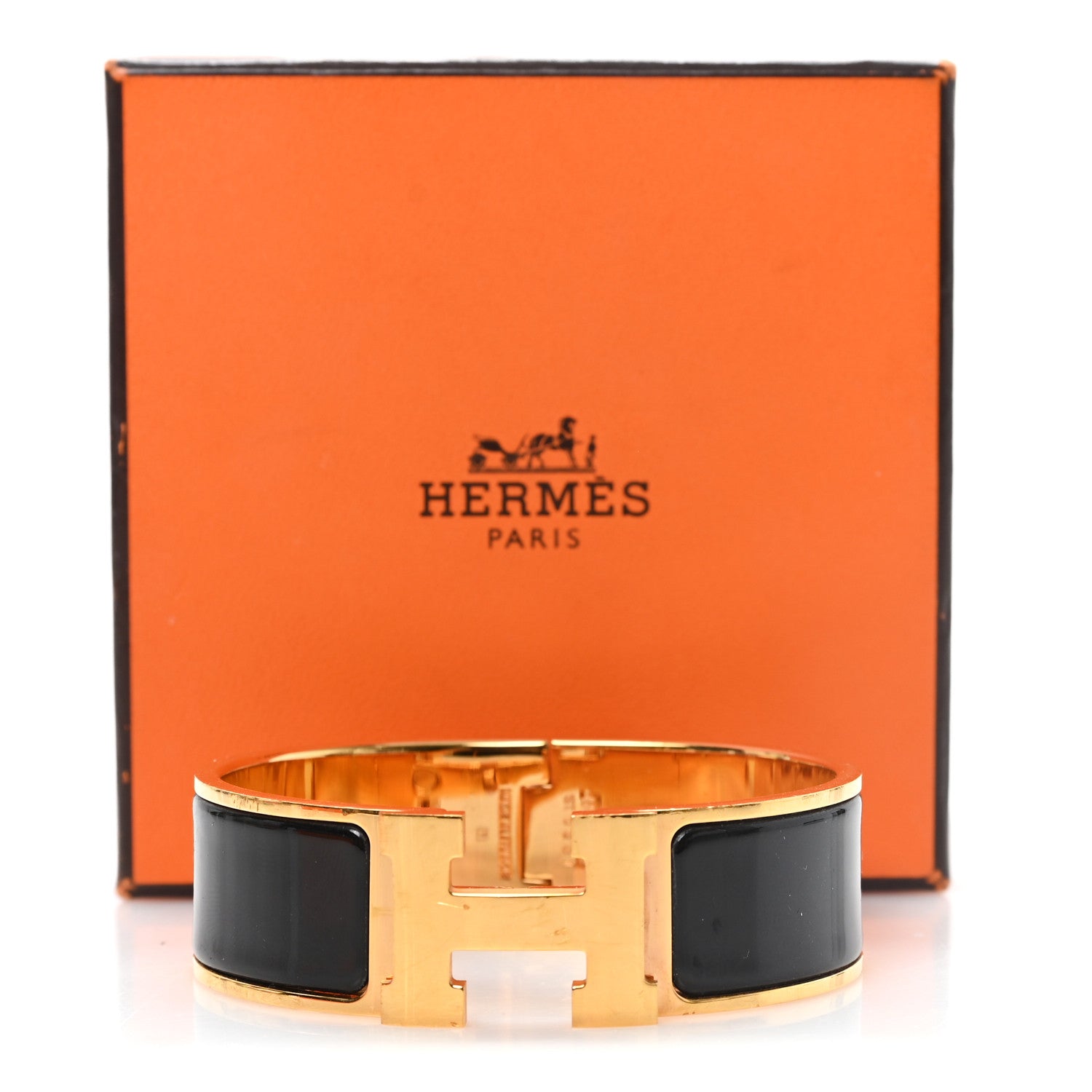 Hermes Enamel Wide Clic Clac H Bracelet GM Black 5 of 5