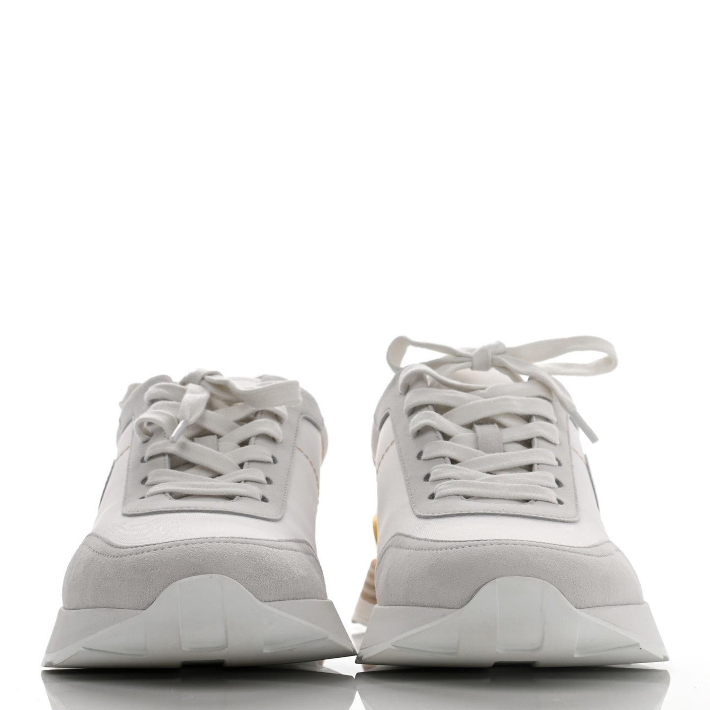 Technical Canvas Calfskin Womens Drive Sneakers 38 White