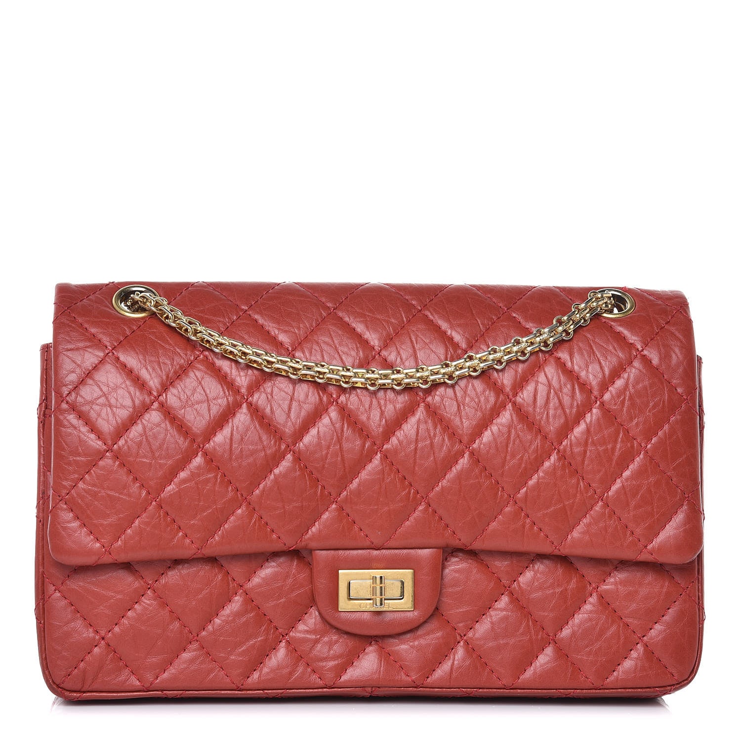 Chanel Aged Calfskin Quilted 2.55 Reissue 226 Flap Red 1 of 14