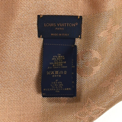 Louis Vuitton Silk Wool Monogram Shine Shawl Caramel 3 of 3