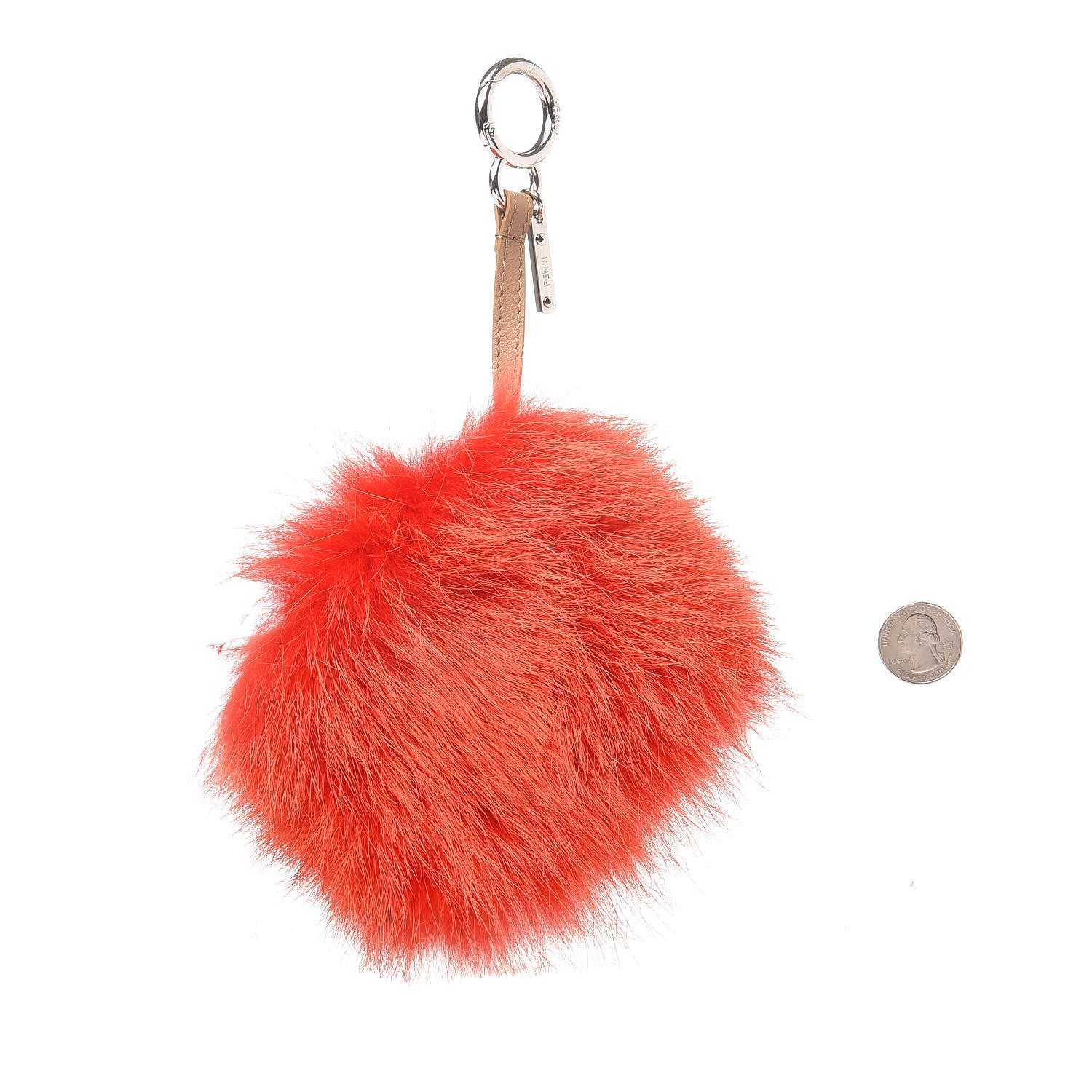 Fendi Fox Fur Calfskin Hypnoteyes Coin Purse Bag Charm Cuoio Orange 2 of 4