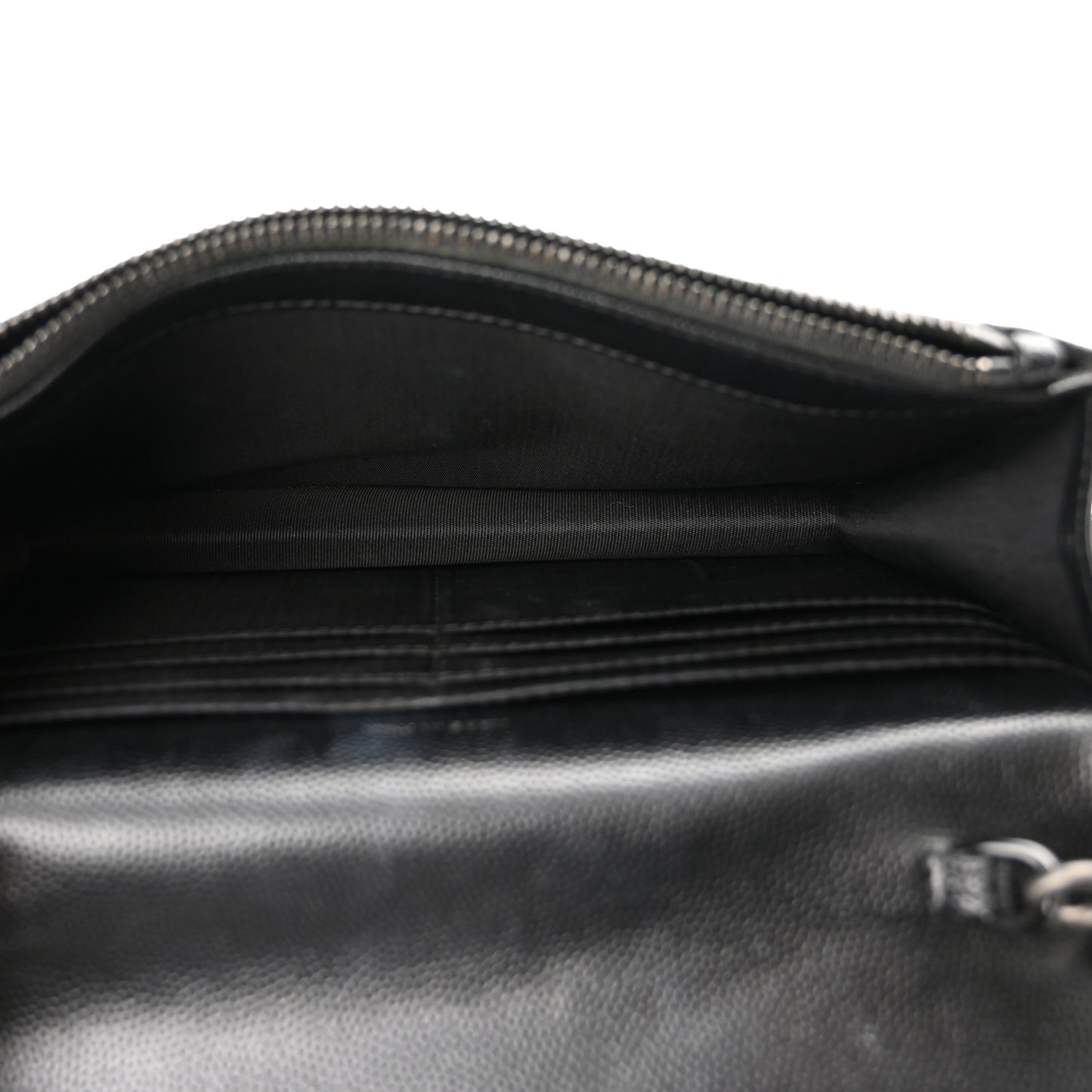 Grain De Poudre Matelasse Chevron Monogram Monochrome Envelope Chain Wallet Black